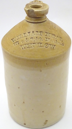 Stoneware flagon with name of William Neal